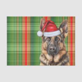 Festive Green Plaid German Shepherd Dog Christmas Tissuepapier