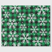 Festive Green Plaid Snowflake Buffalo Check Gift  Cadeaupapier (Vlak)