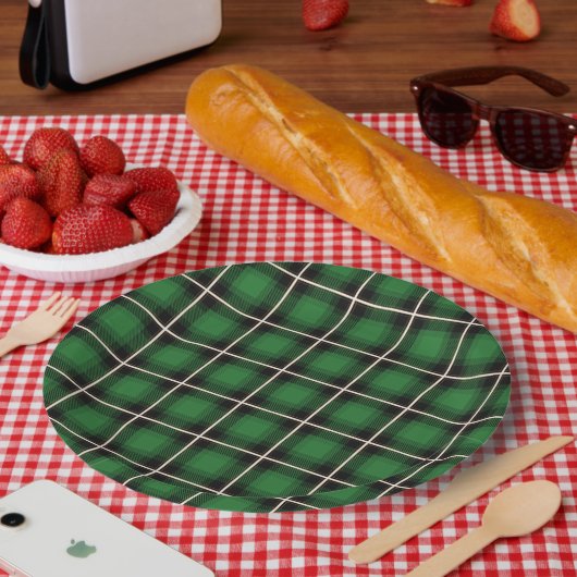 Festive Green Plays Checkered Pattern-Borden Papieren Bordje (Picknick)