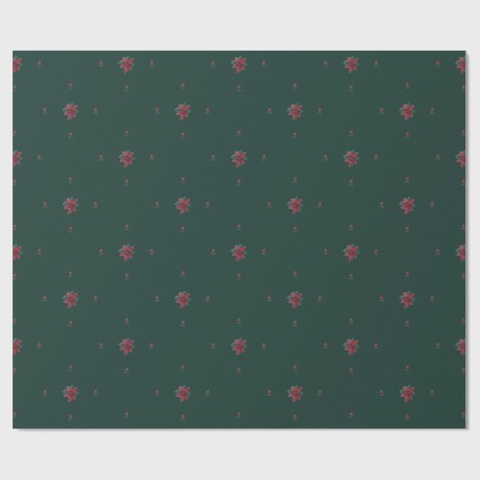 Festive Green Poinsettia Wrapping Paper Cadeaupapier (Vlak)
