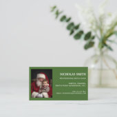 Festive Green Professional Santa Claus Photo Visitekaartje (Staand voorkant)