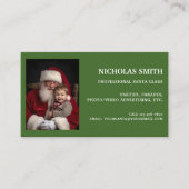 Festive Green Professional Santa Claus Photo Visitekaartje (Voorkant)