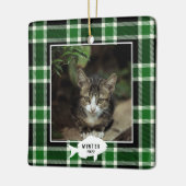 Festive Green Pset Cat Name Kerstmis Keramisch Ornament (Links)