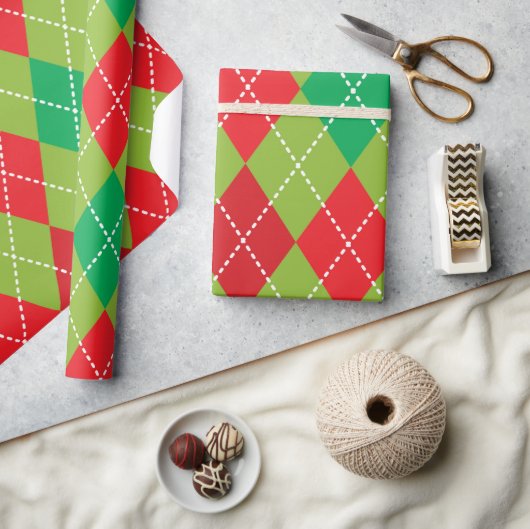 Festive Green & Red Checkered Plays Cadeaupapier (Crafts)