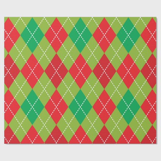Festive Green & Red Checkered Plays Cadeaupapier (Vlak)