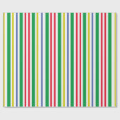 Festive Green Red Gold Blue Vertical Stripes Cadeaupapier (Vlak)