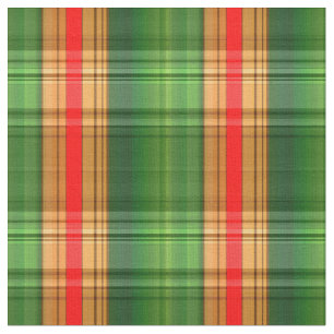 Festive Green, Red & Gold Pset (Tartan) Stof
