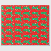 Festive Green Red Map of Massachusetts Snowflakes Cadeaupapier (Vlak)