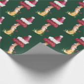 Festive Green Red Mushroom Patroon met kerstcadeau Cadeaupapier (Hoek)