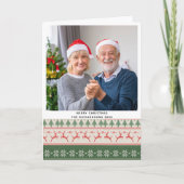 Festive Green Red Nordic Sweater Reindeer Patroon Feestdagen Kaart (Voorkant)