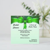 Festive Green Ribbon Bridal Shower Invitation Kaart (Staand voorkant)