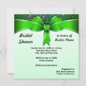 Festive Green Ribbon Bridal Shower Invitation Kaart (Voorkant)