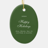 Festive Green Ribbon with Poinsettias and Greenery Keramisch Ornament (Achterkant)