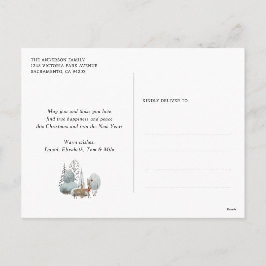 Festive Green Snowflake Feestdagenkaart (Achterkant)