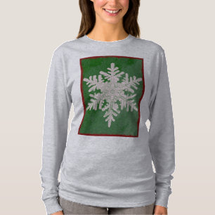 Festive Green Snowflake Winter Long Hoeve T-shirt