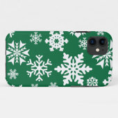 Festive Green Snowflakes Kerstfeestdag Patroon Case-Mate iPhone Case (Achterkant (horizontaal))