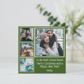Festive Green White Foto Best Friend Kerstmis Kaart (Staand voorkant)