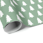 Festive Green White-kerstboompatroon Cadeaupapier (Rol Hoek)