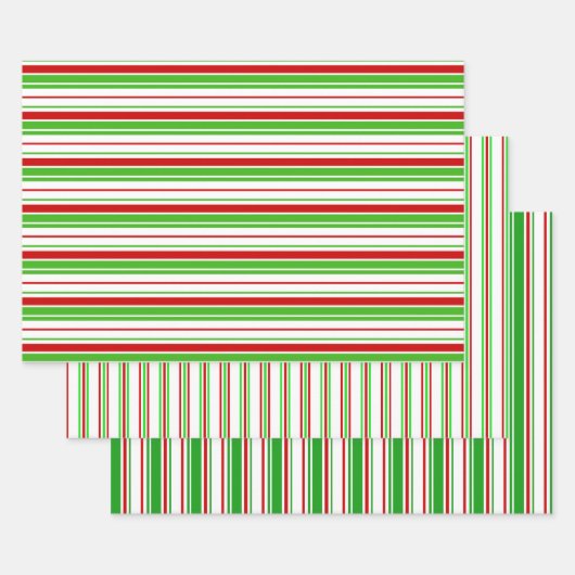 Festive Green, White, Red kerststijl Inpakpapier Vel (Set)