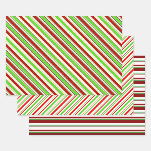 Festive Green, White, Red kerststijl Patronen Inpakpapier Vel (Set)