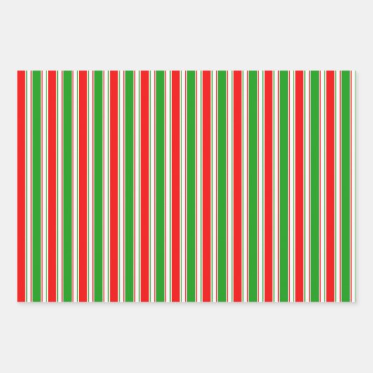 Festive Green, White, Red met kerst Threadlines Inpakpapier Vel (Voorkant 3)