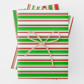 Festive Green, White, Red met kerst Threadlines Inpakpapier Vel (In situ)
