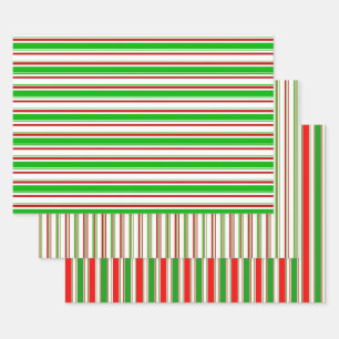Festive Green, White, Red met kerst Threadlines Inpakpapier Vel