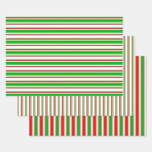 Festive Green, White, Red met kerst Threadlines Inpakpapier Vel (Set)