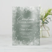 Festive green white sneeuwelegant kerst kaart (Staand voorkant)