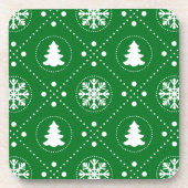 Festive Green White Winter Kerstpatroon Bier Onderzetter (Voorkant)