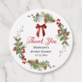 Festive Greenery Christmas Bridal Shower  Bedankjes Labels (Voorkant)