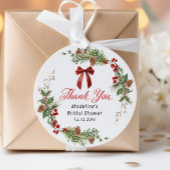 Festive Greenery Christmas Bridal Shower Bedankjes Labels