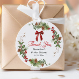 Festive Greenery Christmas Bridal Shower  Bedankjes Labels