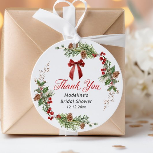 Festive Greenery Christmas Bridal Shower  Bedankjes Labels
