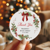 Festive Greenery Christmas Bridal Shower  Ronde Sticker