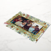 Festive greenery foto lijst aangepast kerstfeest H Folie Feestdagenkaart (Gedraaid)