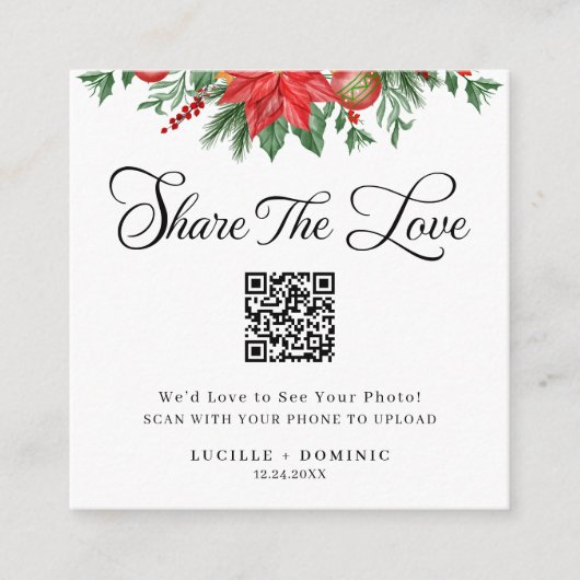 Festive Greenery Holiday Wedding Share The Love Informatiekaartje (Voorkant)