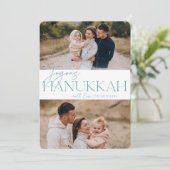 Festive Greeting | 2 Foto Joyous Hanukkah Feestdagenkaart (Staand voorkant)