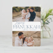 Festive Greeting | 2 Foto Joyous Hanukkah Feestdagenkaart (Staand voorkant)