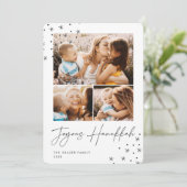 Festive Greeting | 3 Foto Collage Hanukkah Feestdagenkaart (Staand voorkant)