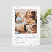 Festive Greeting | 3 Foto Collage Hanukkah Feestdagenkaart (Staand voorkant)