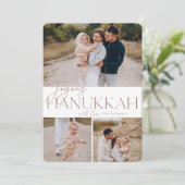 Festive Greeting | 3 Foto Joyous Hanukkah Feestdagenkaart (Staand voorkant)