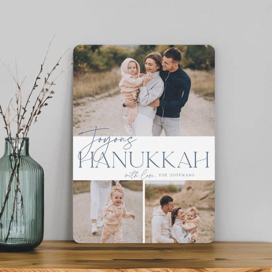 Festive Greeting | 3 Foto Joyous Hanukkah Feestdagenkaart