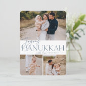 Festive Greeting | 3 Foto Joyous Hanukkah Feestdagenkaart (Staand voorkant)