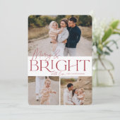 Festive Greeting | Foto Merry & Bright 3 Feestdagenkaart (Staand voorkant)