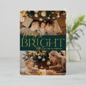 Festive Greeting | Foto Merry & Bright Two Folie Feestdagenkaart (Staand Voorkant)