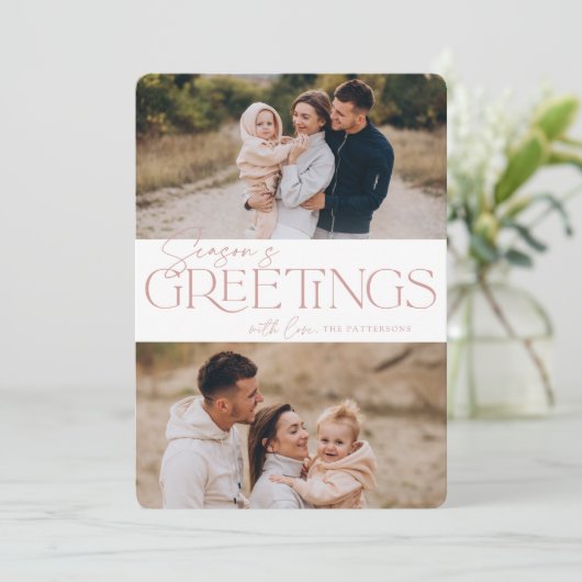 Festive Greeting | Groeten van het seizoen Twee Fo Feestdagenkaart (Staand voorkant)