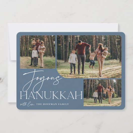 Festive Greeting | Joyous Hanukkah 3 Foto Feestdagenkaart (Voorkant)