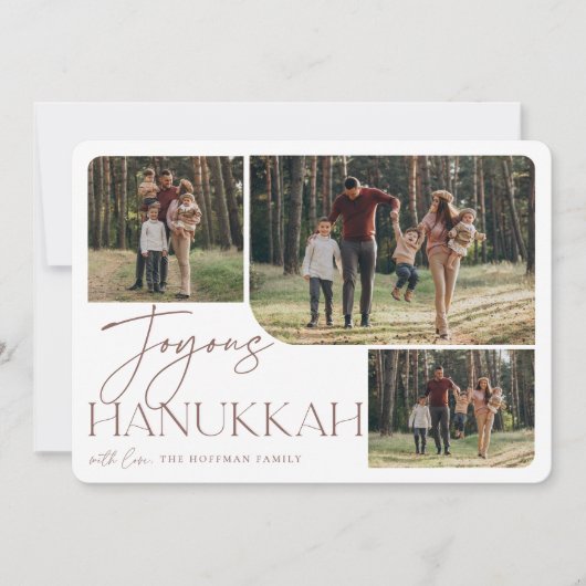 Festive Greeting | Joyous Hanukkah 3 Foto Feestdagenkaart (Voorkant)