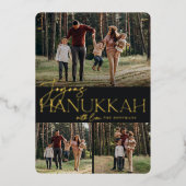 Festive Greeting | Joyous Hanukkah 3 Foto Folie Feestdagenkaart (Voorkant)